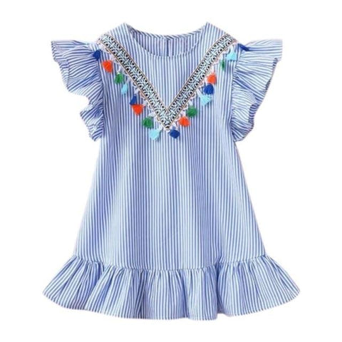 Josephine Tassel Striped Dress - Baby King Stores