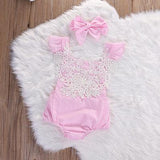 Pink Floral Lace Romper - Baby King Stores