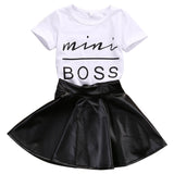 Mini Boss T-shirt + Leather Skirt - Baby King Stores