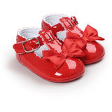 Glossy Bow Leather Pre Walkers - Baby King Stores