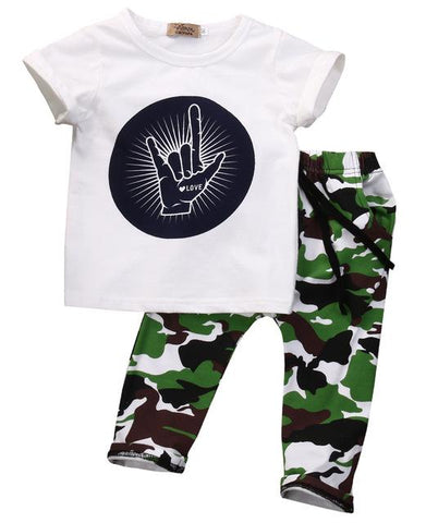 Rock & Roll T-shirt + Camo Pants - Baby King Stores