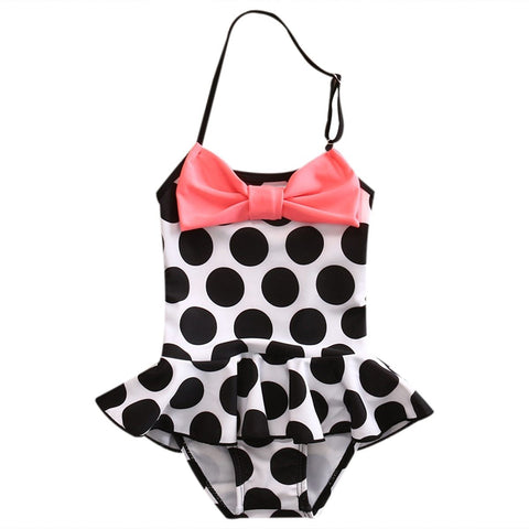 Polka Dot + Pink Bow Bathing Suit - Baby King Stores