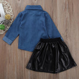 Denim Shirt + Leather Skirt - Baby King Stores